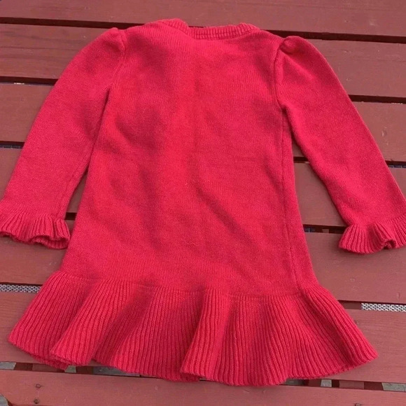 Gap thick, 100% cotton, fuchsia dress with ruffles and  bow - Picture 3 of 5
